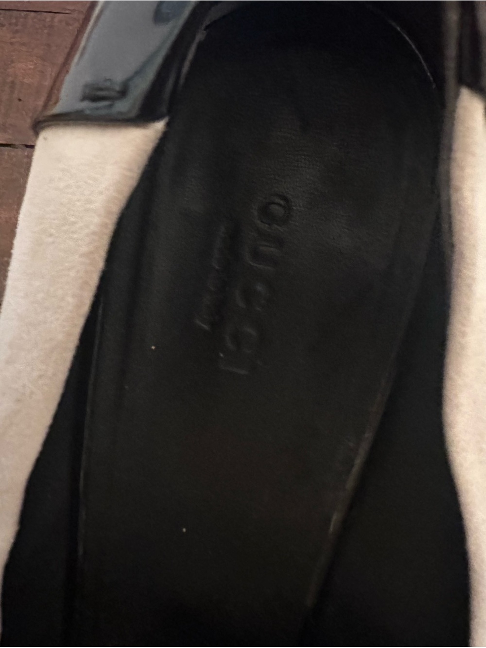 Gucci Black Patent and White Suede Open Toe Pumps - Picture 5 of 16